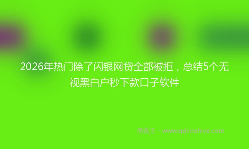 2026年热门除了闪银网贷全部被拒，总结5个无视黑白户秒下款口子软件