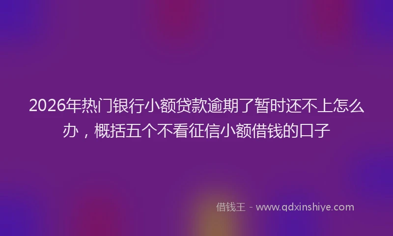 2026年热门银行小额贷款逾期了暂时还不上怎么办，概括五个不看征信小额借钱的口子