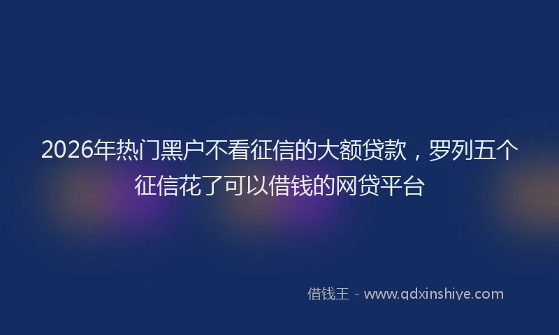 2026年热门黑户不看征信的大额贷款,罗列五个征信花了可以借钱的网贷平台