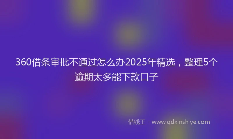 360借条审批不通过怎么办2025年精选，整理5个逾期太多能下款口子