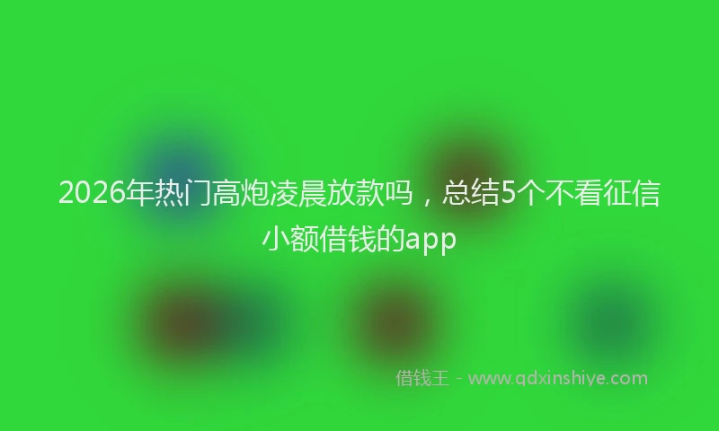 2026年热门高炮凌晨放款吗，总结5个不看征信小额借钱的app