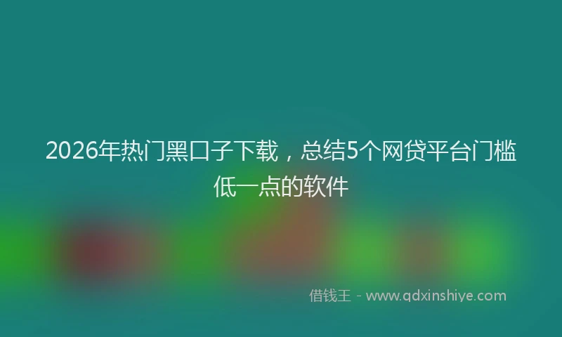 2026年热门黑口子下载，总结5个网贷平台门槛低一点的软件