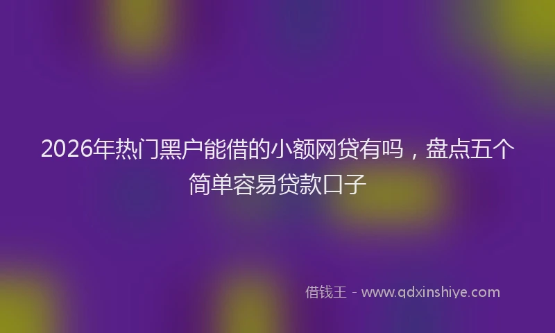 2026年热门黑户能借的小额网贷有吗，盘点五个简单容易贷款口子