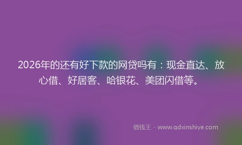 2026年的还有好下款的网贷吗有：现金直达、放心借、好居客、哈银花、美团闪借等。