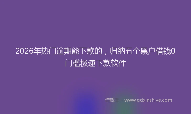 2026年热门逾期能下款的，归纳五个黑户借钱0门槛极速下款软件