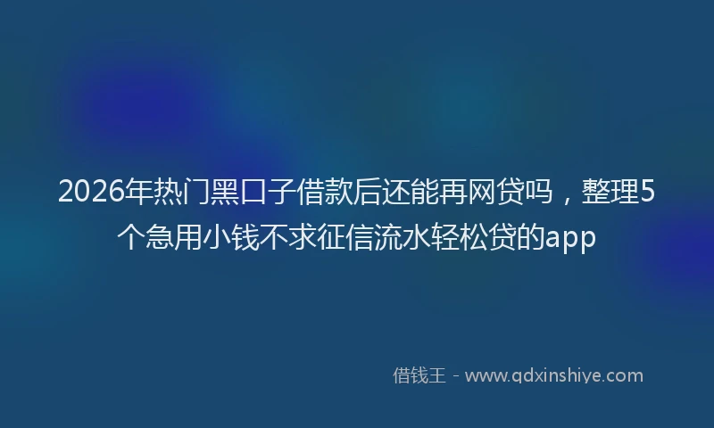 2026年热门黑口子借款后还能再网贷吗，整理5个急用小钱不求征信流水轻松贷的app