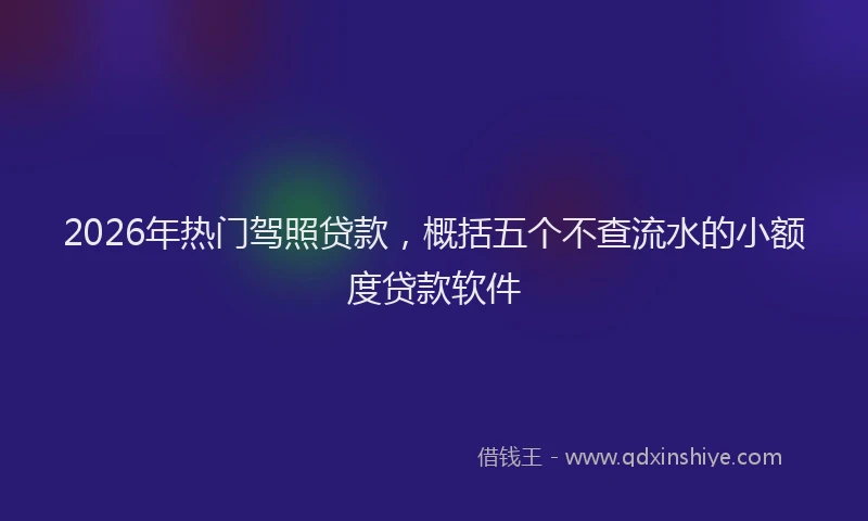 2026年热门驾照贷款,概括五个不查流水的小额度贷款软件