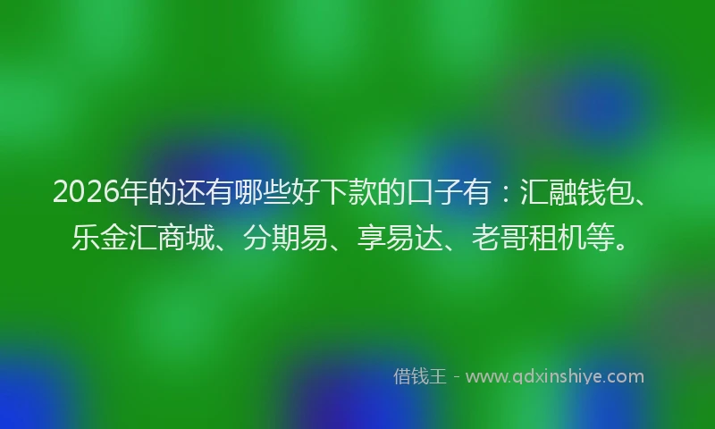 2026年的还有哪些好下款的口子有：汇融钱包、乐金汇商城、分期易、享易达、老哥租机等。