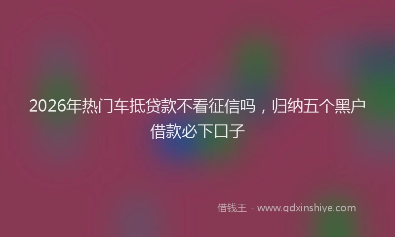 2026年热门车抵贷款不看征信吗，归纳五个黑户借款必下口子