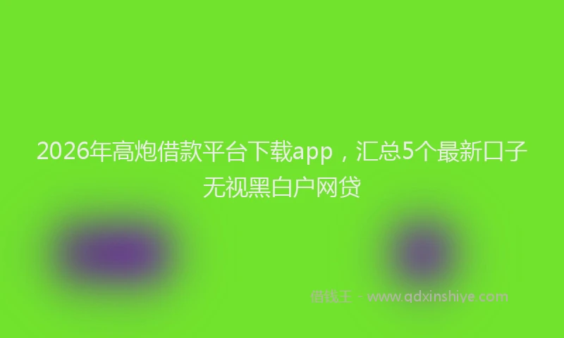 2026年高炮借款平台下载app，汇总5个最新口子无视黑白户网贷