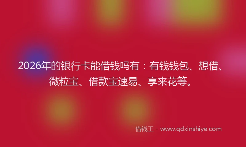 2026年的银行卡能借钱吗有：有钱钱包、想借、微粒宝、借款宝速易、享来花等。