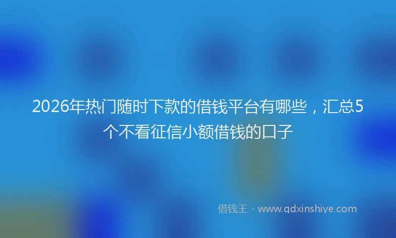 2026年热门随时下款的借钱平台有哪些，汇总5个不看征信小额借钱的口子