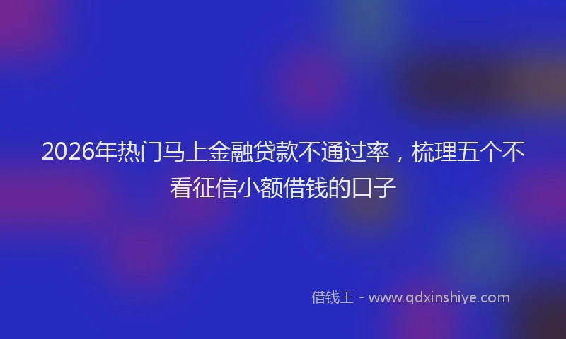 2026年热门马上金融贷款不通过率,梳理五个不看征信小额借钱的口子