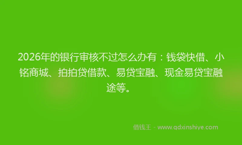2026年的银行审核不过怎么办有：钱袋快借、小铭商城、拍拍贷借款、易贷宝融、现金易贷宝融途等。