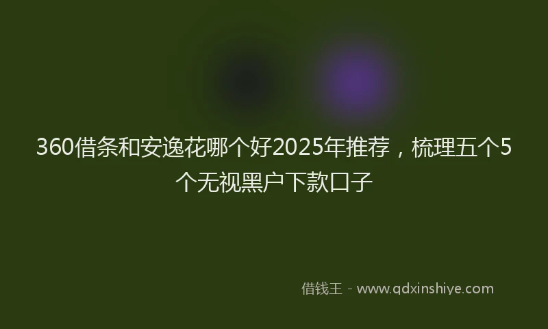 360借条和安逸花哪个好2025年推荐,梳理五个5个无视黑户下款口子