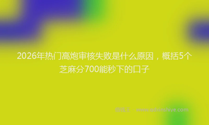 2026年热门高炮审核失败是什么原因，概括5个芝麻分700能秒下的口子