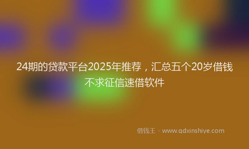 24期的贷款平台2025年推荐，汇总五个20岁借钱不求征信速借软件
