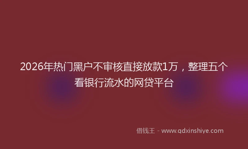 2026年热门黑户不审核直接放款1万，整理五个看银行流水的网贷平台