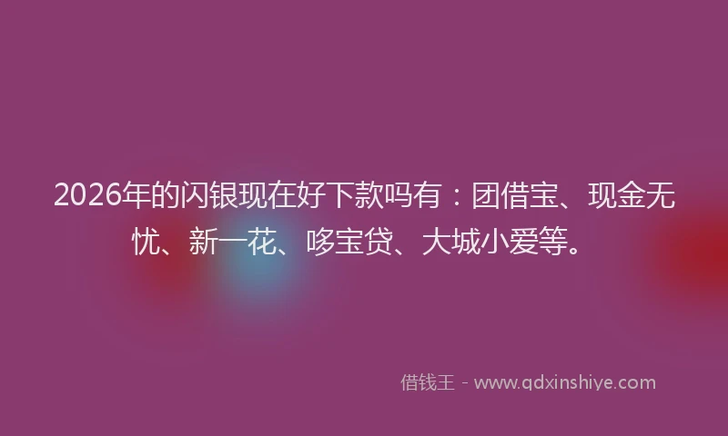 2026年的闪银现在好下款吗有：团借宝、现金无忧、新一花、哆宝贷、大城小爱等。