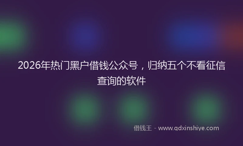 2026年热门黑户借钱公众号，归纳五个不看征信查询的软件