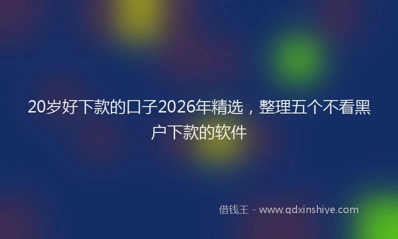 20岁好下款的口子2026年精选，整理五个不看黑户下款的软件