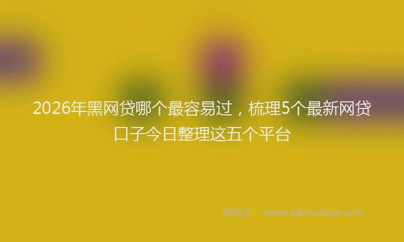2026年黑网贷哪个最容易过，梳理5个最新网贷口子今日整理这五个平台