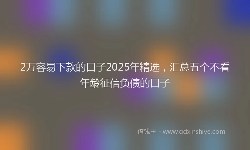 2万容易下款的口子2025年精选，汇总五个不看年龄征信负债的口子