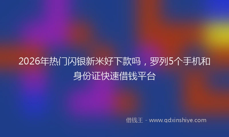 2026年热门闪银新米好下款吗，罗列5个手机和身份证快速借钱平台