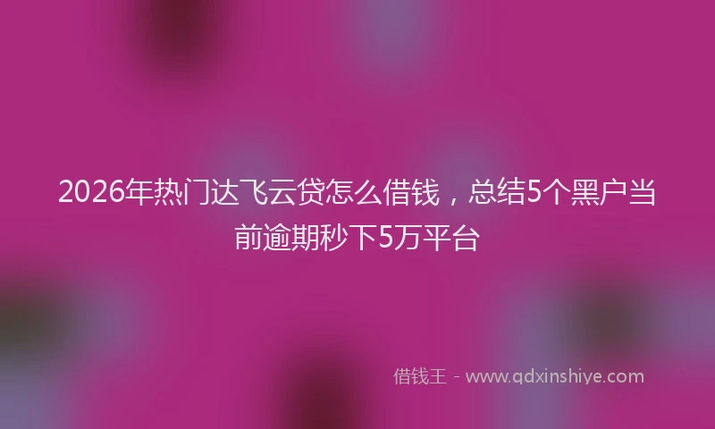 2026年热门达飞云贷怎么借钱，总结5个黑户当前逾期秒下5万平台