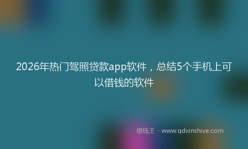 2026年热门驾照贷款app软件，总结5个手机上可以借钱的软件
