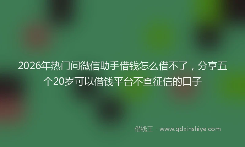2026年热门问微信助手借钱怎么借不了，分享五个20岁可以借钱平台不查征信的口子