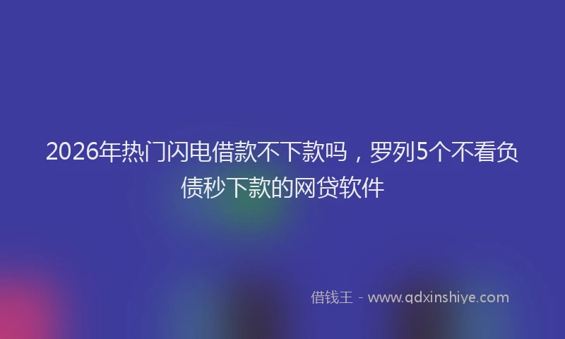 2026年热门闪电借款不下款吗，罗列5个不看负债秒下款的网贷软件