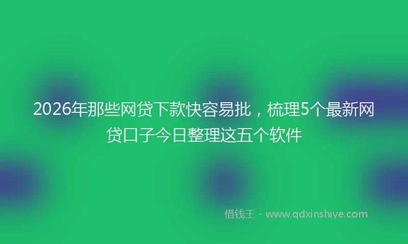 2026年那些网贷下款快容易批，梳理5个最新网贷口子今日整理这五个软件