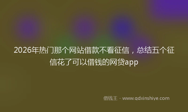 2026年热门那个网站借款不看征信，总结五个征信花了可以借钱的网贷app