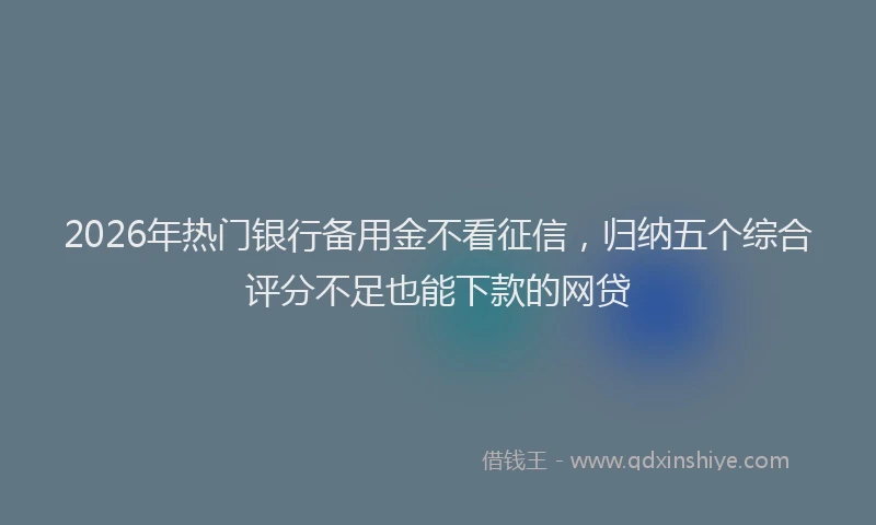 2026年热门银行备用金不看征信，归纳五个综合评分不足也能下款的网贷