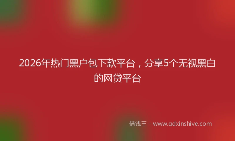 2026年热门黑户包下款平台，分享5个无视黑白的网贷平台