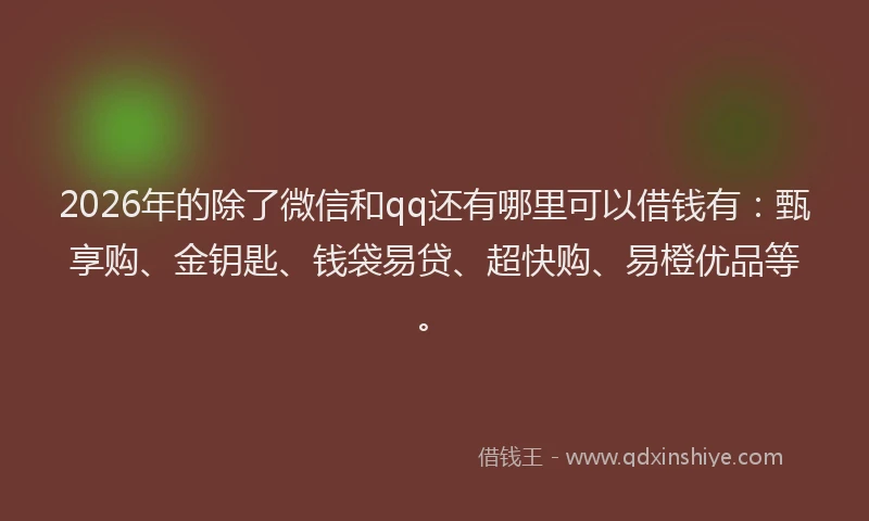 2026年的除了微信和qq还有哪里可以借钱有：甄享购、金钥匙、钱袋易贷、超快购、易橙优品等。