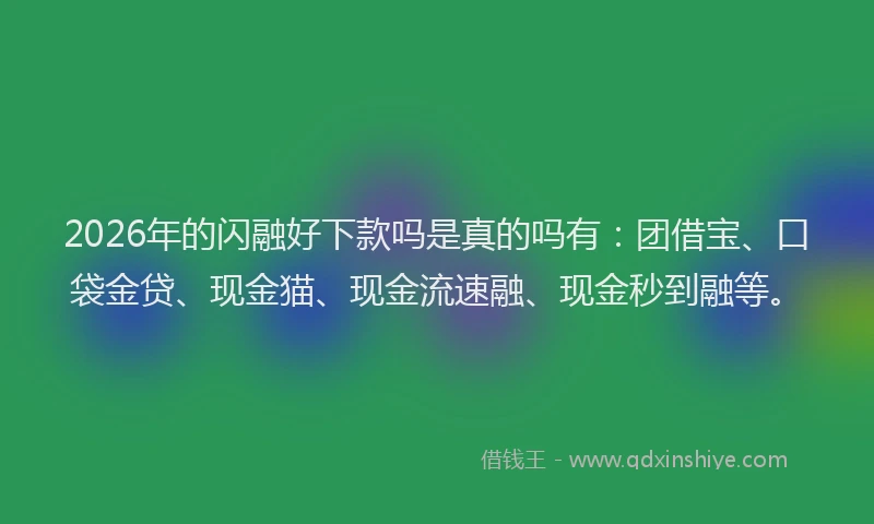 2026年的闪融好下款吗是真的吗有：团借宝、口袋金贷、现金猫、现金流速融、现金秒到融等。