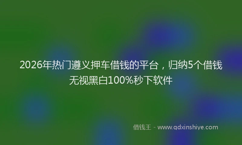2026年热门遵义押车借钱的平台,归纳5个借钱无视黑白100%秒下软件