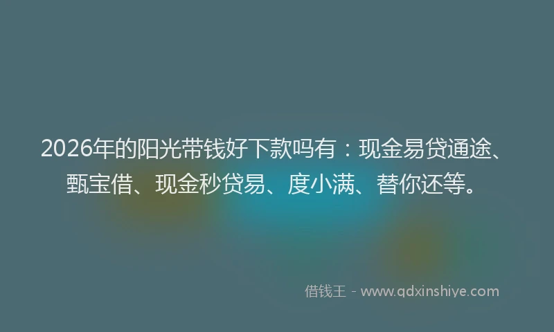 2026年的阳光带钱好下款吗有：现金易贷通途、甄宝借、现金秒贷易、度小满、替你还等。