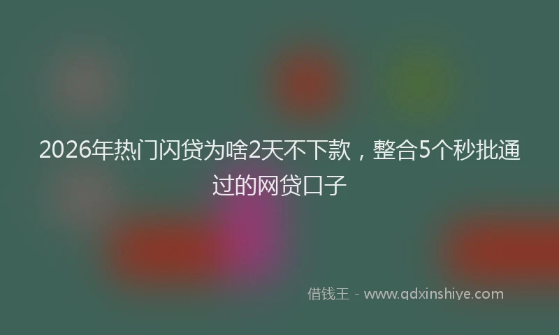 2026年热门闪贷为啥2天不下款，整合5个秒批通过的网贷口子