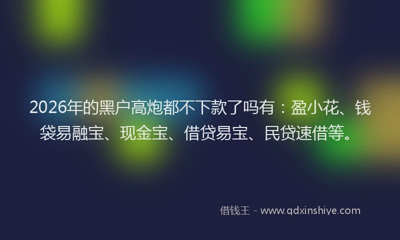 2026年的黑户高炮都不下款了吗有：盈小花、钱袋易融宝、现金宝、借贷易宝、民贷速借等。
