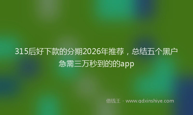 315后好下款的分期2026年推荐，总结五个黑户急需三万秒到的的app