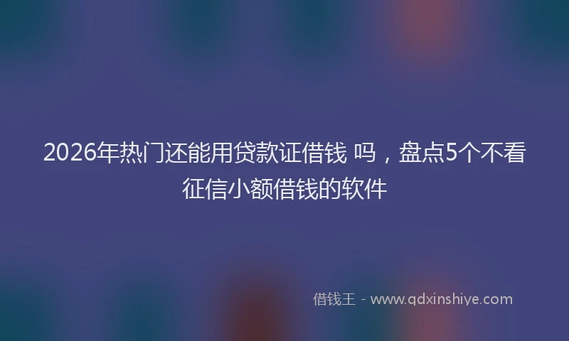 2026年热门还能用贷款证借钱 吗，盘点5个不看征信小额借钱的软件