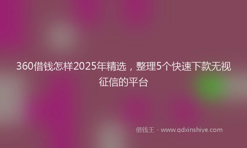 360借钱怎样2025年精选，整理5个快速下款无视征信的平台