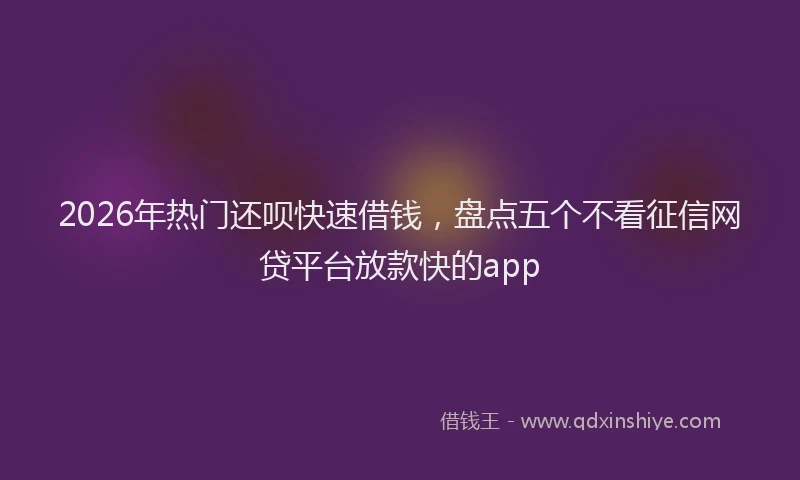 2026年热门还呗快速借钱,盘点五个不看征信网贷平台放款快的app