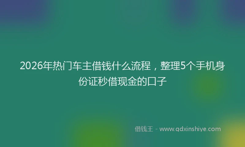 2026年热门车主借钱什么流程，整理5个手机身份证秒借现金的口子
