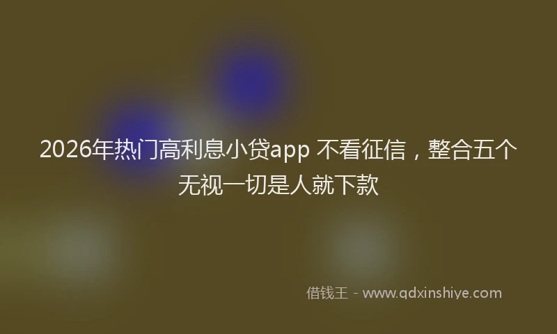 2026年热门高利息小贷app 不看征信，整合五个无视一切是人就下款