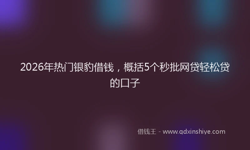 2026年热门银豹借钱，概括5个秒批网贷轻松贷的口子