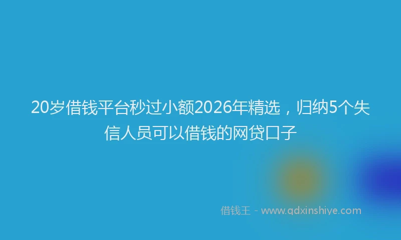 20岁借钱平台秒过小额2026年精选，归纳5个失信人员可以借钱的网贷口子